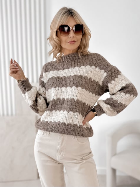 SWETER FOYLE CIEMNOBEŻOWY