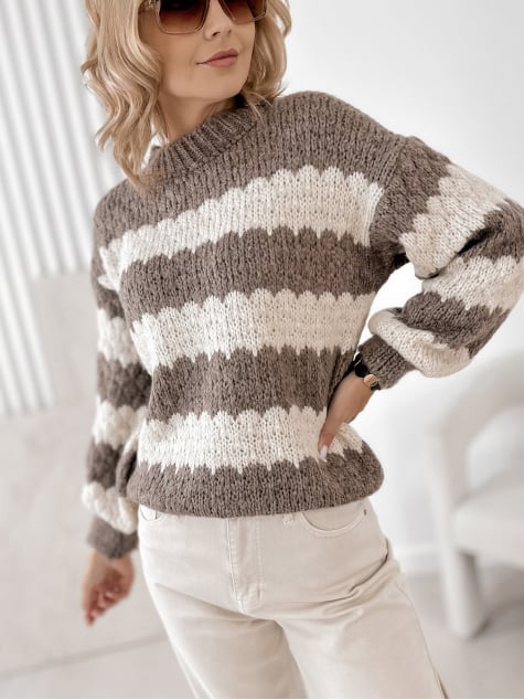 SWETER FOYLE CIEMNOBEŻOWY