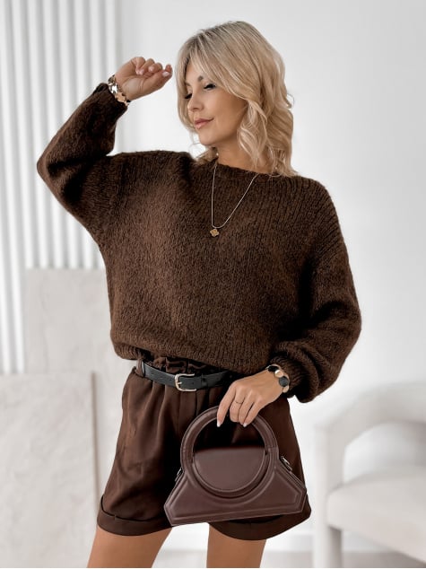 SWETER BORNEO BRĄZOWY