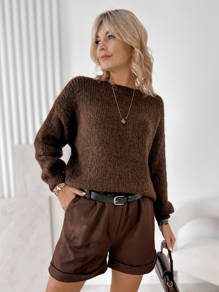 SWETER BORNEO BRĄZOWY