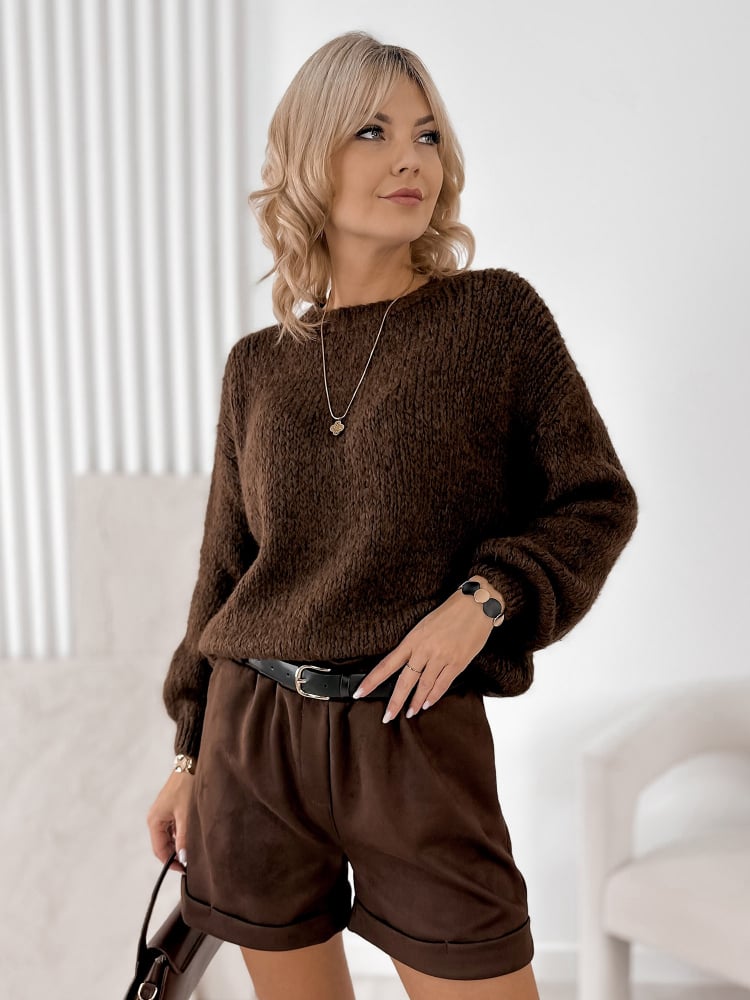 SWETER BORNEO BRĄZOWY