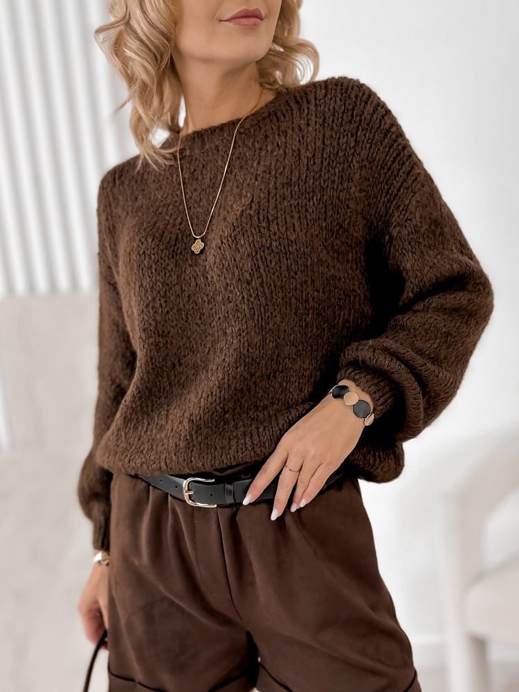 SWETER BORNEO BRĄZOWY