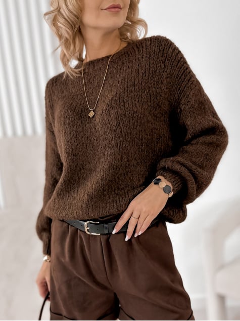 SWETER BORNEO BRĄZOWY