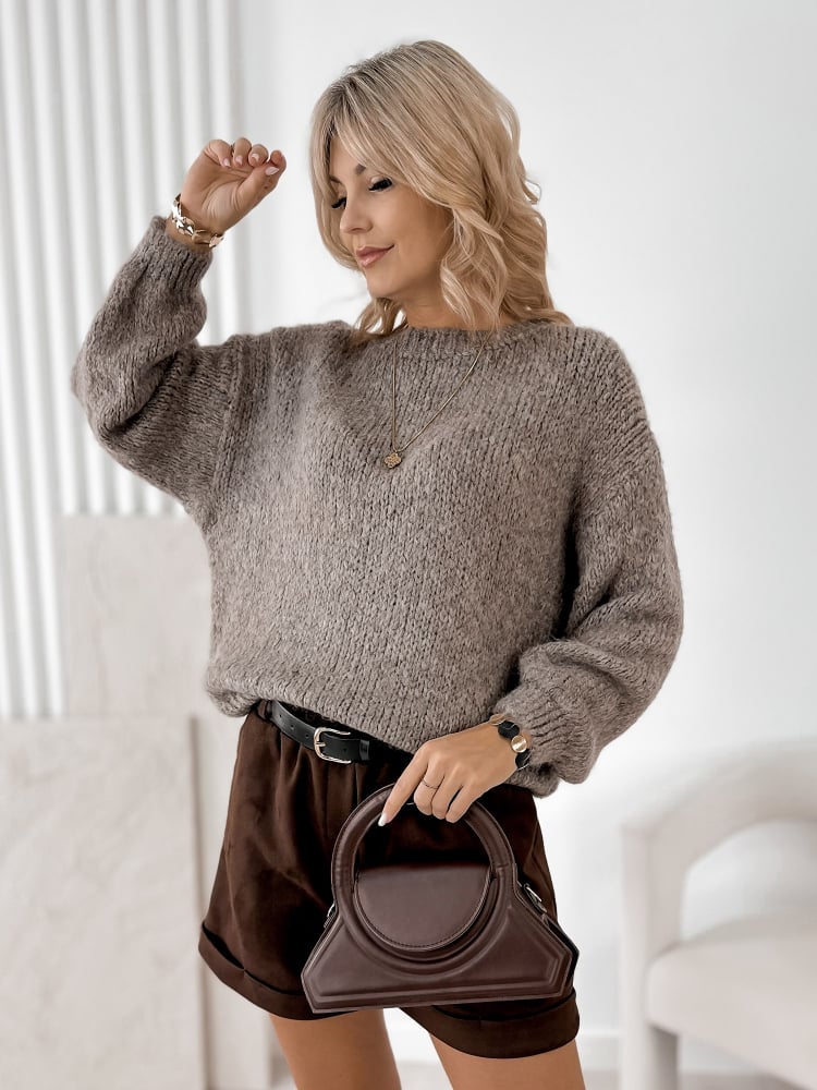 SWETER BORNEO CIEMNOBEŻOWY