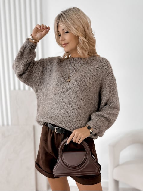 SWETER BORNEO CIEMNOBEŻOWY