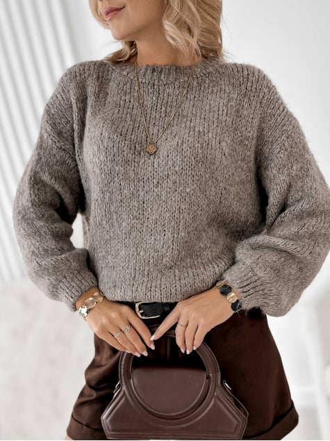 SWETER BORNEO CIEMNOBEŻOWY