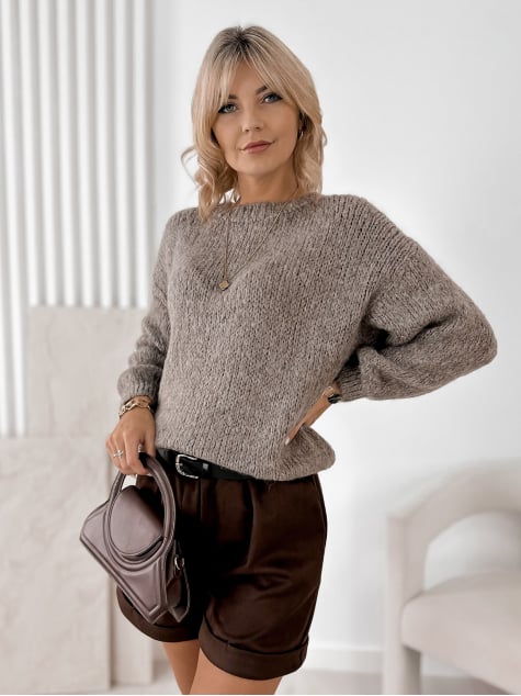 SWETER BORNEO CIEMNOBEŻOWY