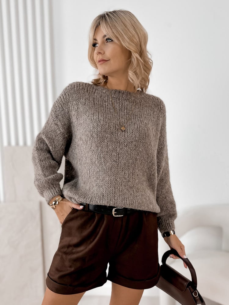 SWETER BORNEO CIEMNOBEŻOWY