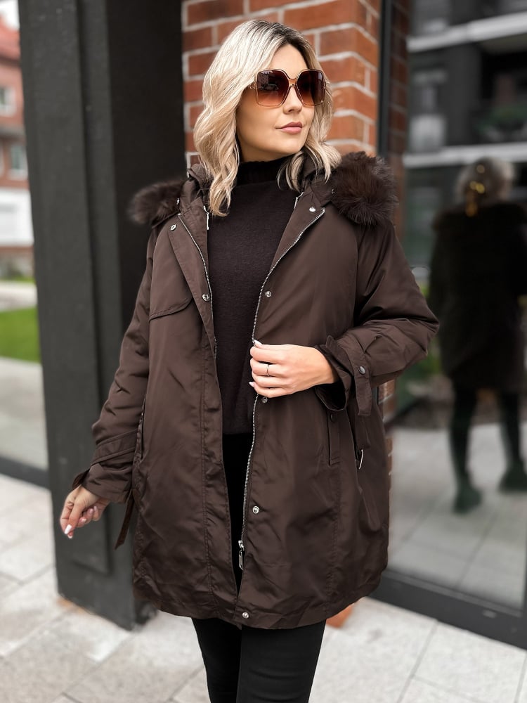 KURTKA Z PODPINKĄ ETTIE BRĄZOWA