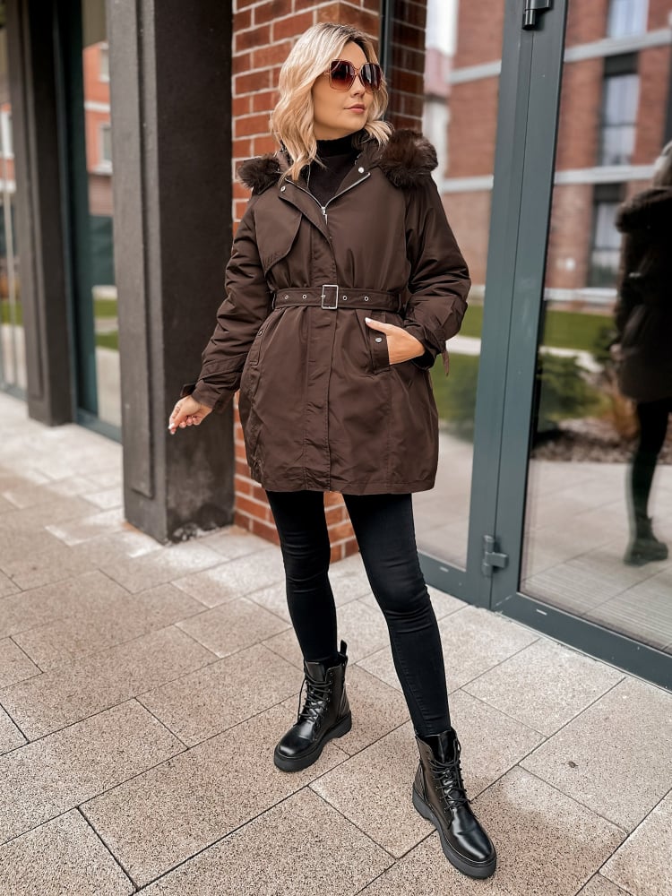 KURTKA Z PODPINKĄ ETTIE BRĄZOWA