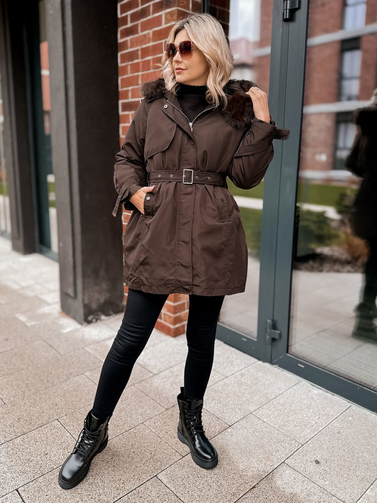 KURTKA Z PODPINKĄ ETTIE BRĄZOWA