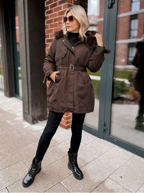 KURTKA Z PODPINKĄ ETTIE BRĄZOWA