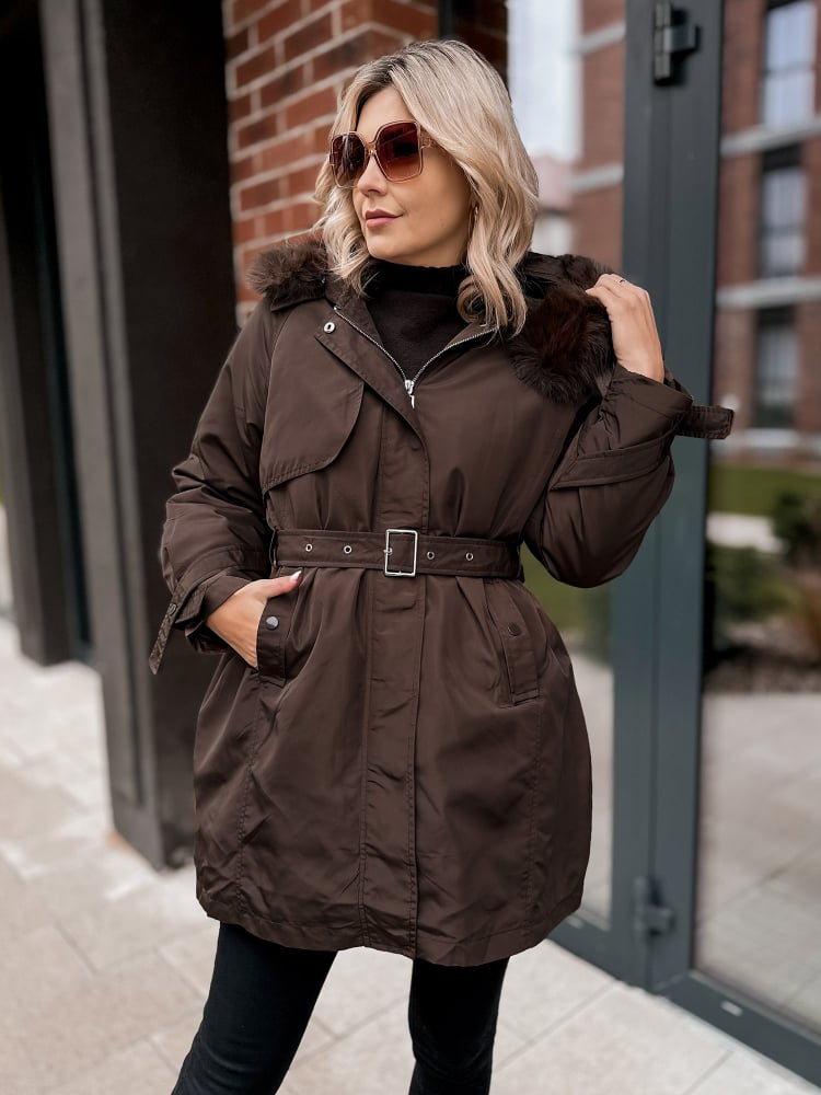 KURTKA Z PODPINKĄ ETTIE BRĄZOWA