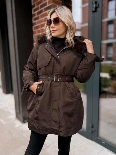 KURTKA Z PODPINKĄ ETTIE BRĄZOWA