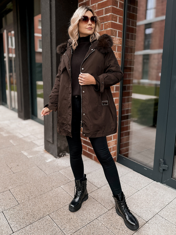 KURTKA Z PODPINKĄ ETTIE BRĄZOWA