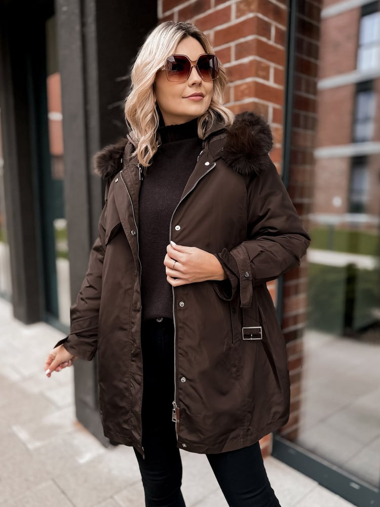 KURTKA Z PODPINKĄ ETTIE BRĄZOWA