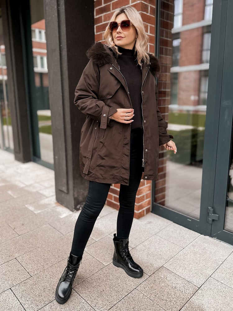 KURTKA Z PODPINKĄ ETTIE BRĄZOWA