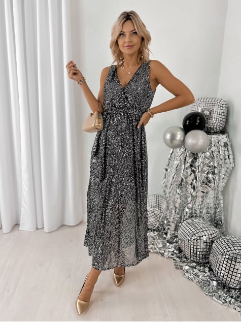 SUKIENKA INDRA CZARNO-SREBRNA