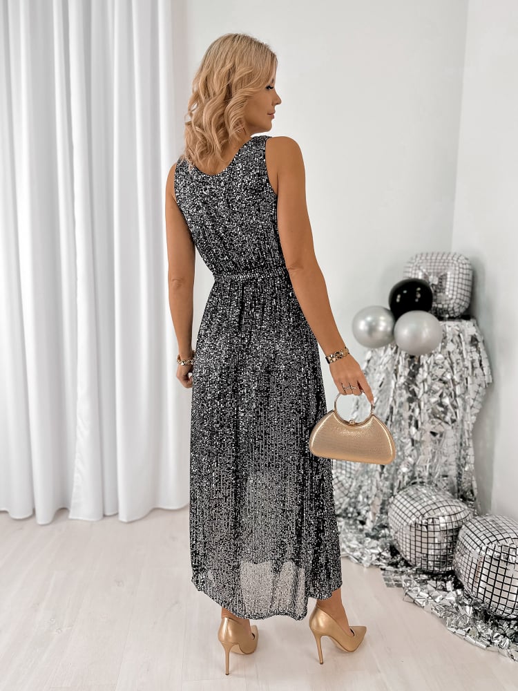 SUKIENKA INDRA CZARNO-SREBRNA
