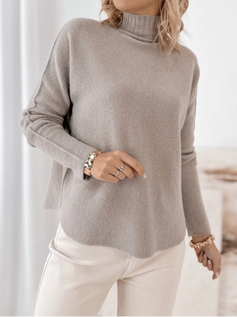 SWETER DARMA CIEMNOBEŻOWY