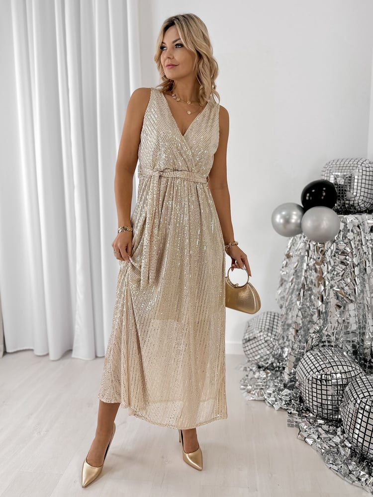 SUKIENKA INDRA BEŻOWO-SREBRNA