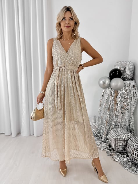 SUKIENKA INDRA BEŻOWO-SREBRNA