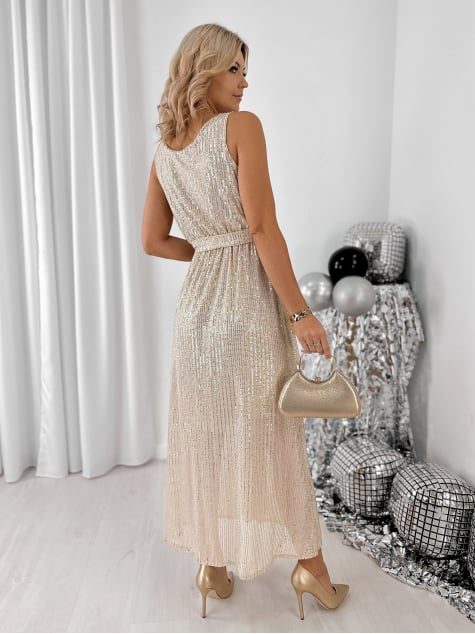 SUKIENKA INDRA BEŻOWO-SREBRNA