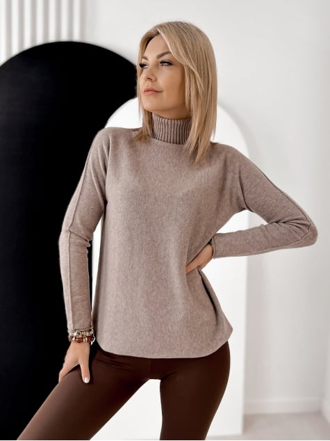 SWETER AGNES CIEMNOBEŻOWY