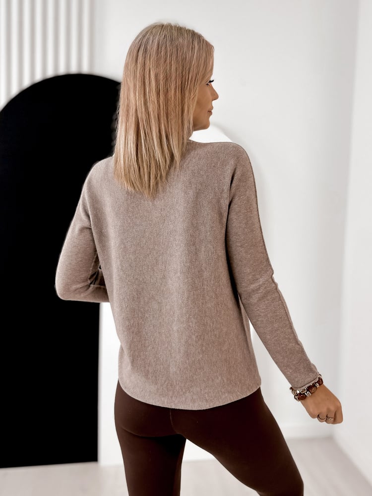 SWETER AGNES CIEMNOBEŻOWY