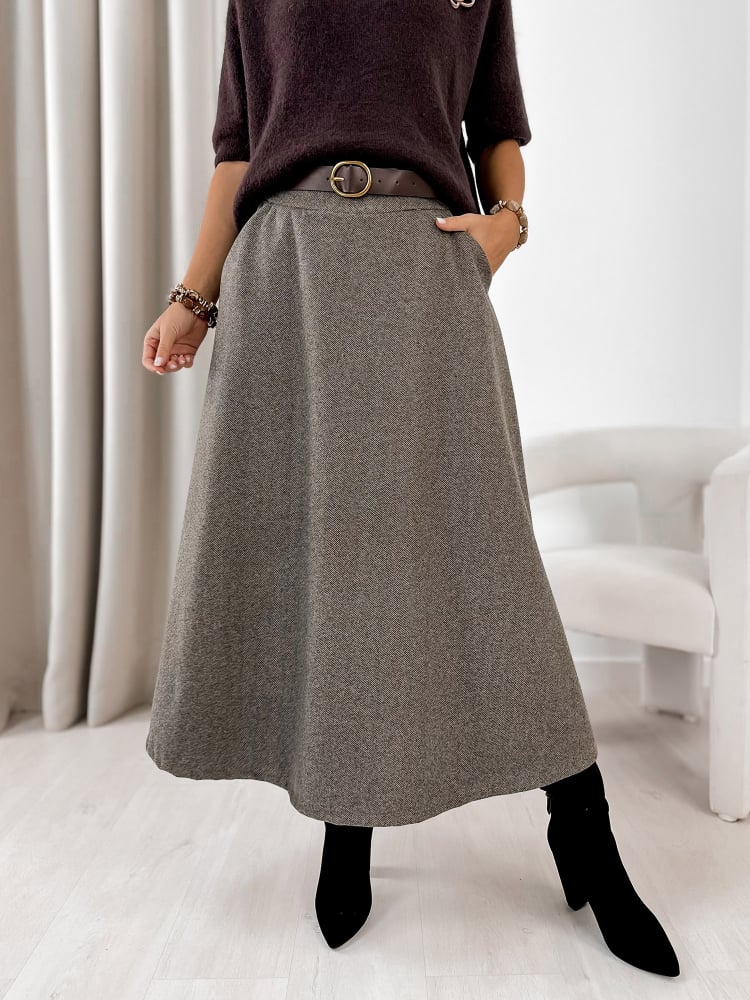 SPÓDNICA TOVE CIEMNOSZARA