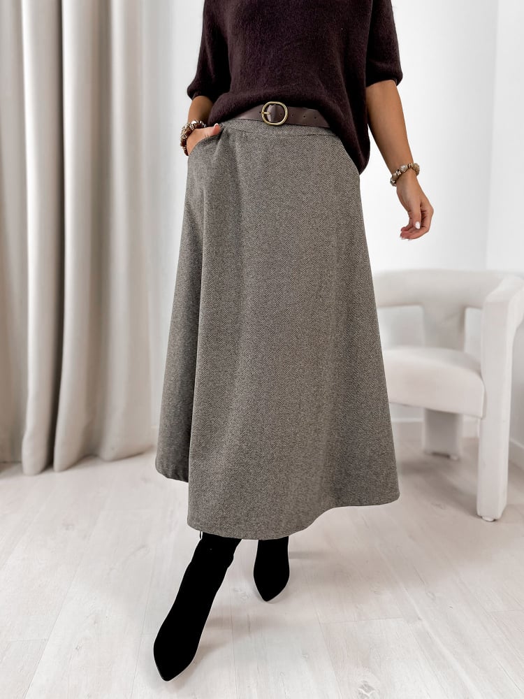 SPÓDNICA TOVE CIEMNOSZARA