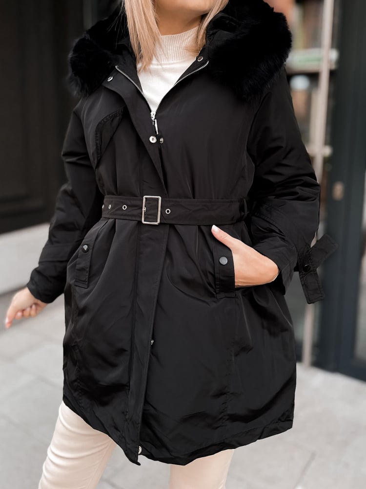 KURTKA Z PODPINKĄ ETTIE CZARNA