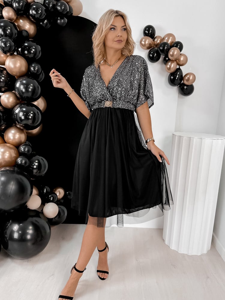 SUKIENKA FONTELLES SREBRNO-CZARNA