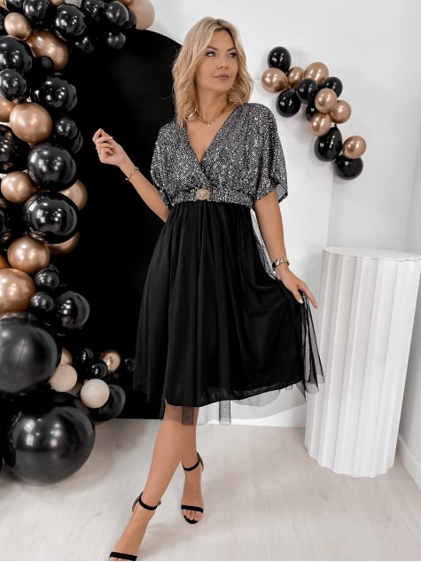 SUKIENKA FONTELLES SREBRNO-CZARNA
