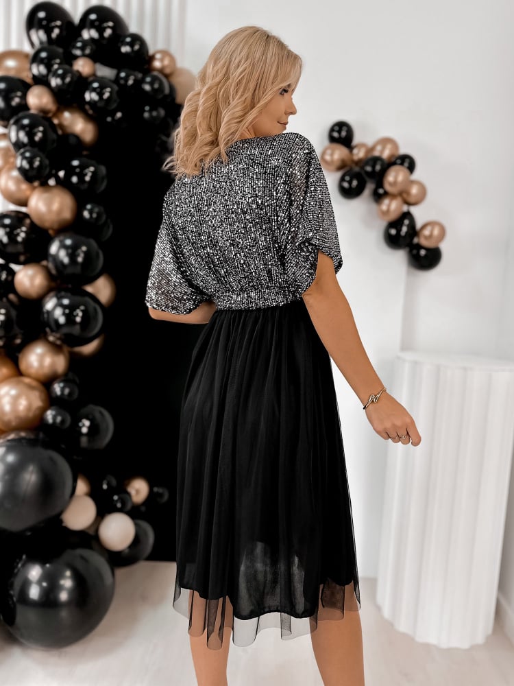 SUKIENKA FONTELLES SREBRNO-CZARNA