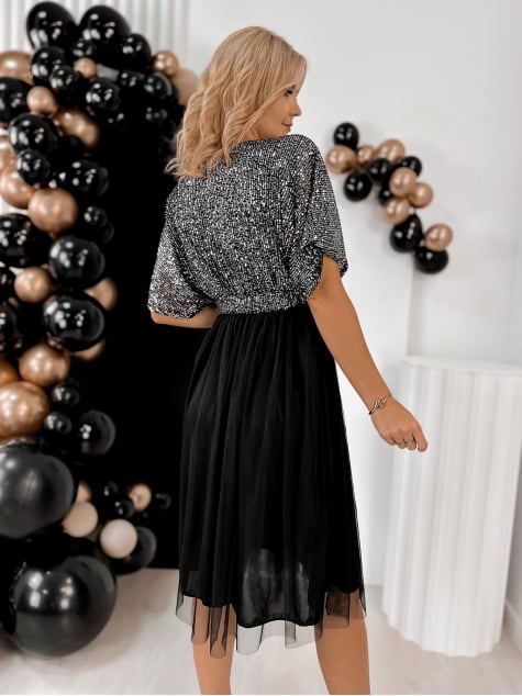 SUKIENKA FONTELLES SREBRNO-CZARNA