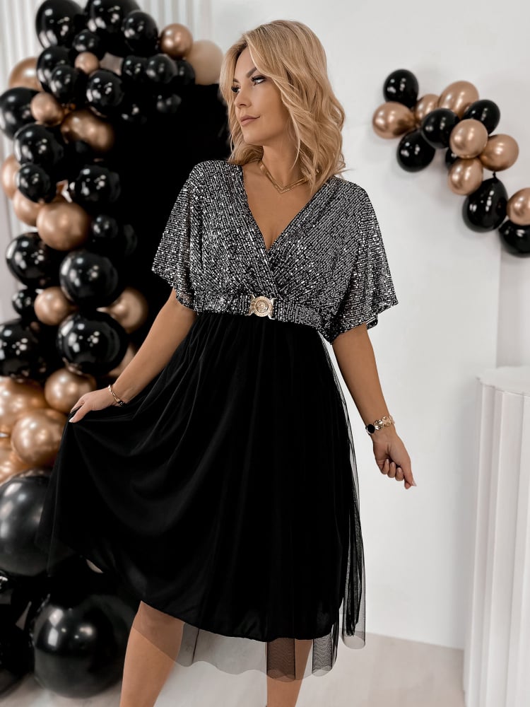 SUKIENKA FONTELLES SREBRNO-CZARNA