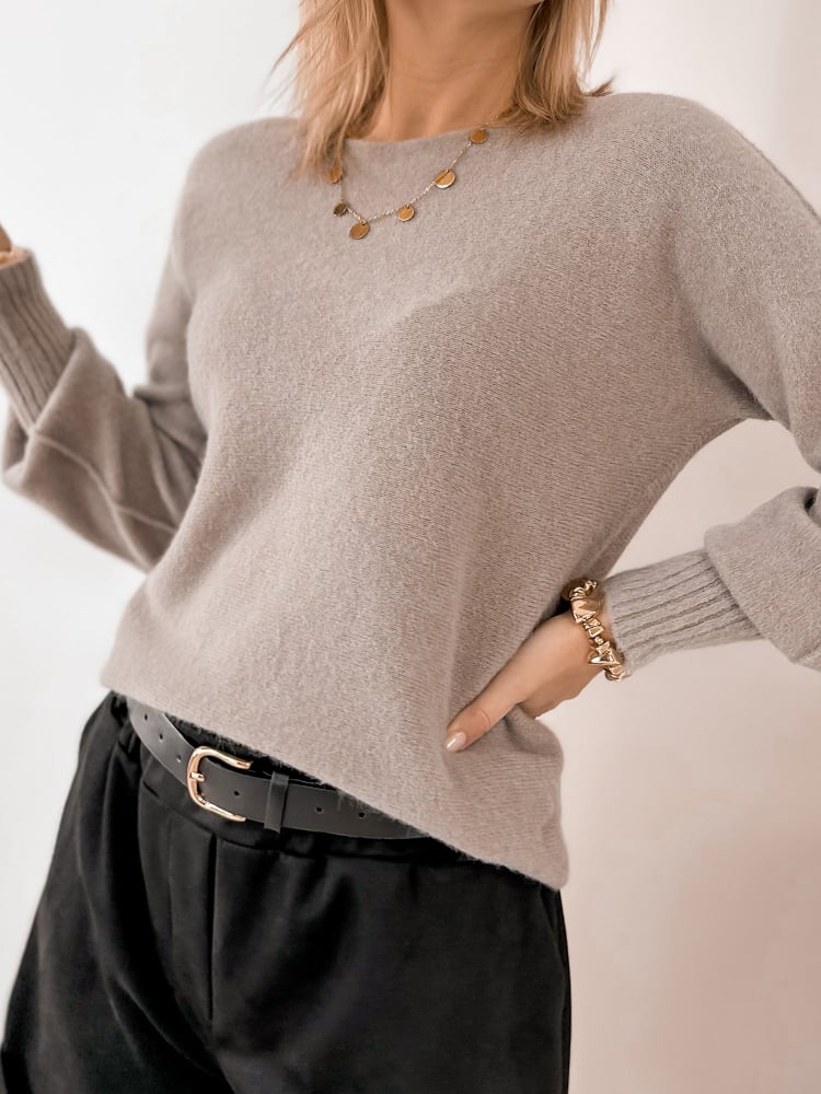 SWETER VALMONT CIEMNOBEŻOWY