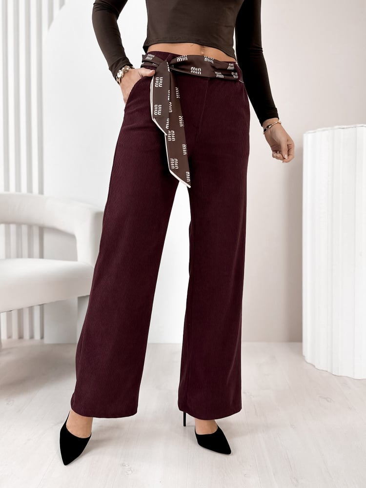 SPODNIE SZTRUKSOWE ENCINAR BORDOWE