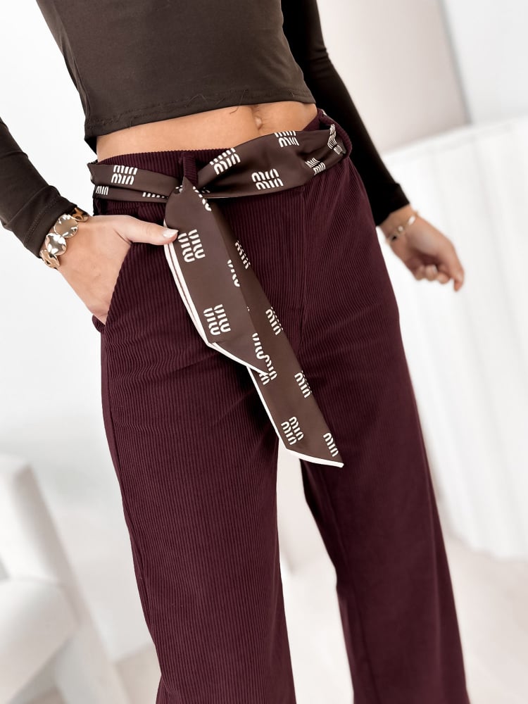 SPODNIE SZTRUKSOWE ENCINAR BORDOWE