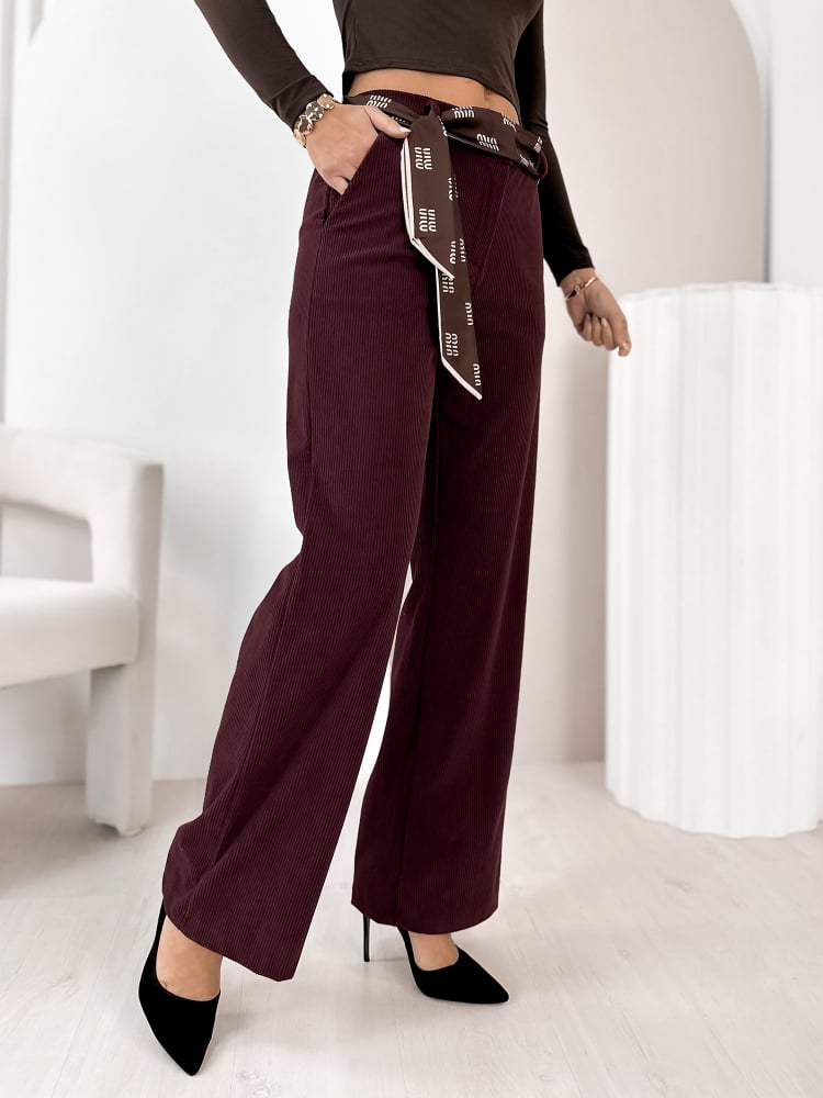 SPODNIE SZTRUKSOWE ENCINAR BORDOWE