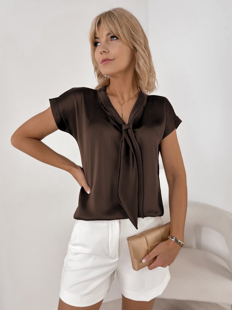 BLUZKA ROXANA CIEMNOBRĄZOWA