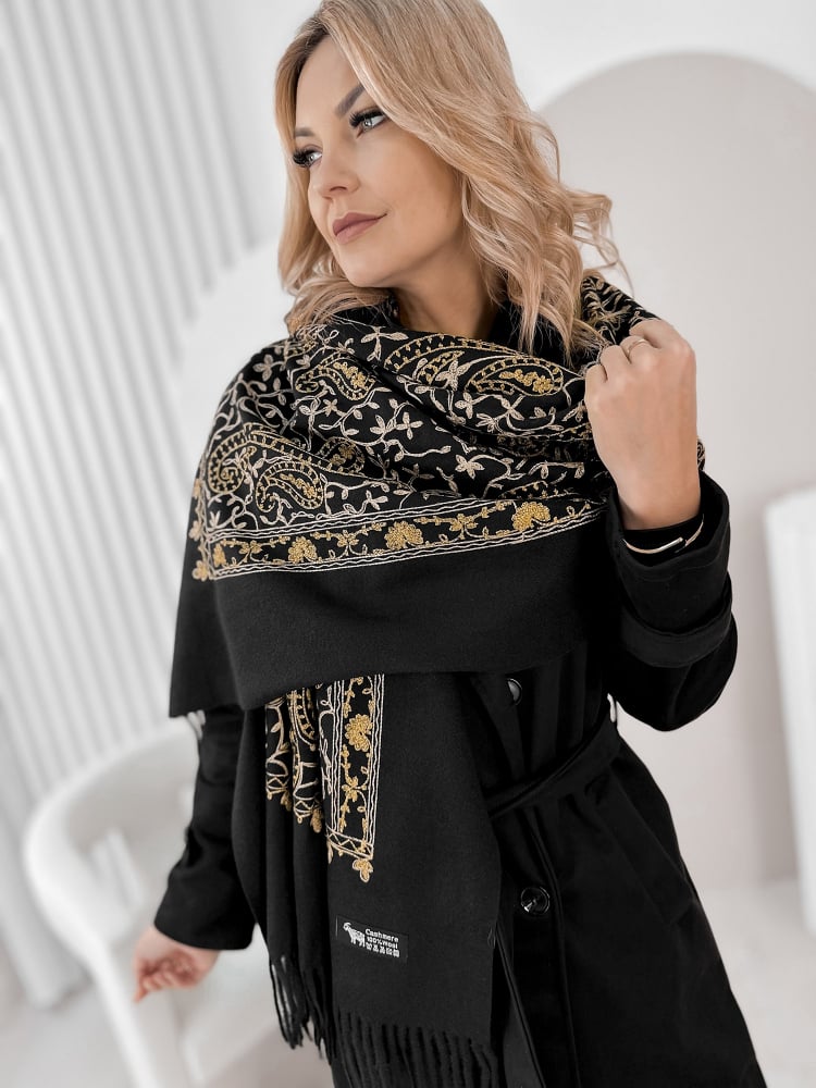 SZAL VERMILLE ZŁOTO-CZARNY