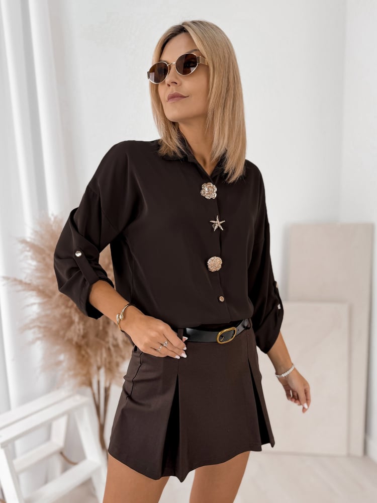 KOSZULA WILKINS CIEMNOBRĄZOWA