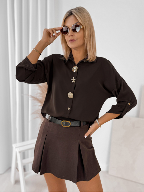 KOSZULA WILKINS CIEMNOBRĄZOWA