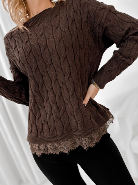 SWETER MORITZ BRĄZOWY