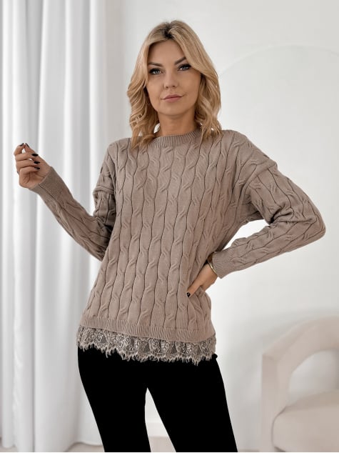 SWETER MORITZ CIEMNOBEŻOWY