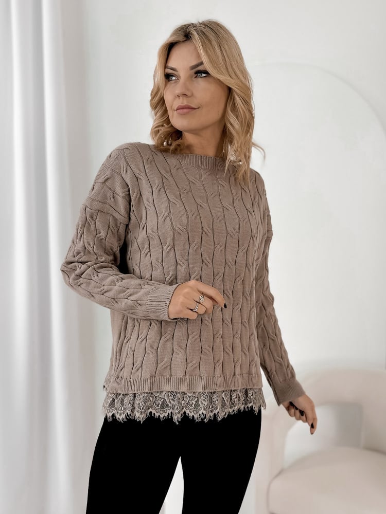 SWETER MORITZ CIEMNOBEŻOWY