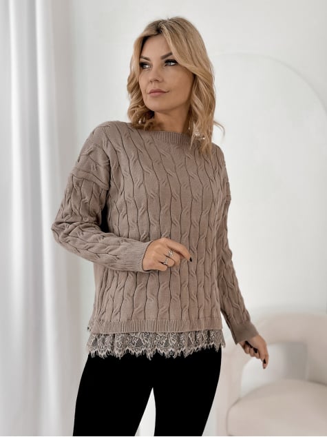 SWETER MORITZ CIEMNOBEŻOWY