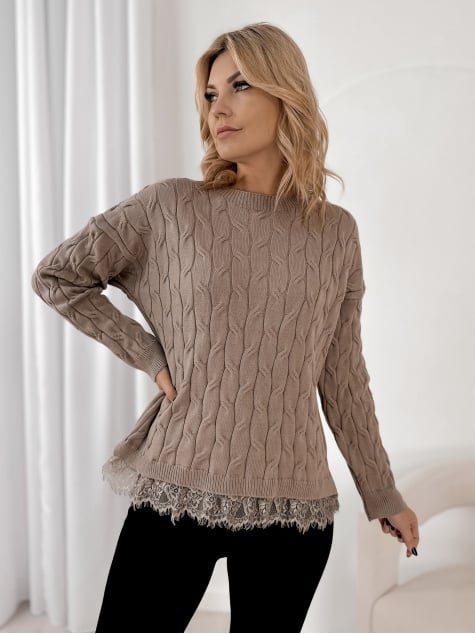SWETER MORITZ CIEMNOBEŻOWY